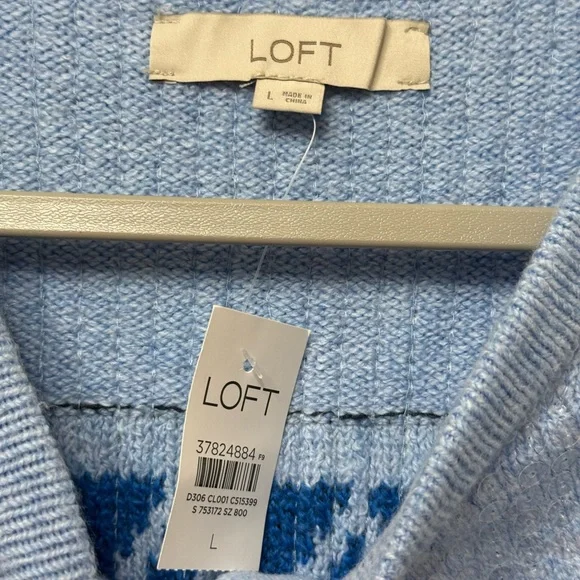 NWT Loft Blue Patterned and Sequined Women's Cardigan Sweater - Picture 9 of 10